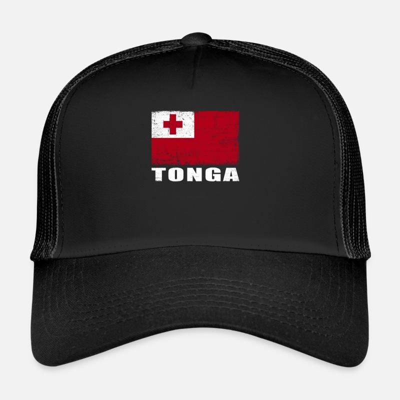 Drapeau des Tonga Grunge Drapeau des Tonga - Casquette trucker  - noir/noir