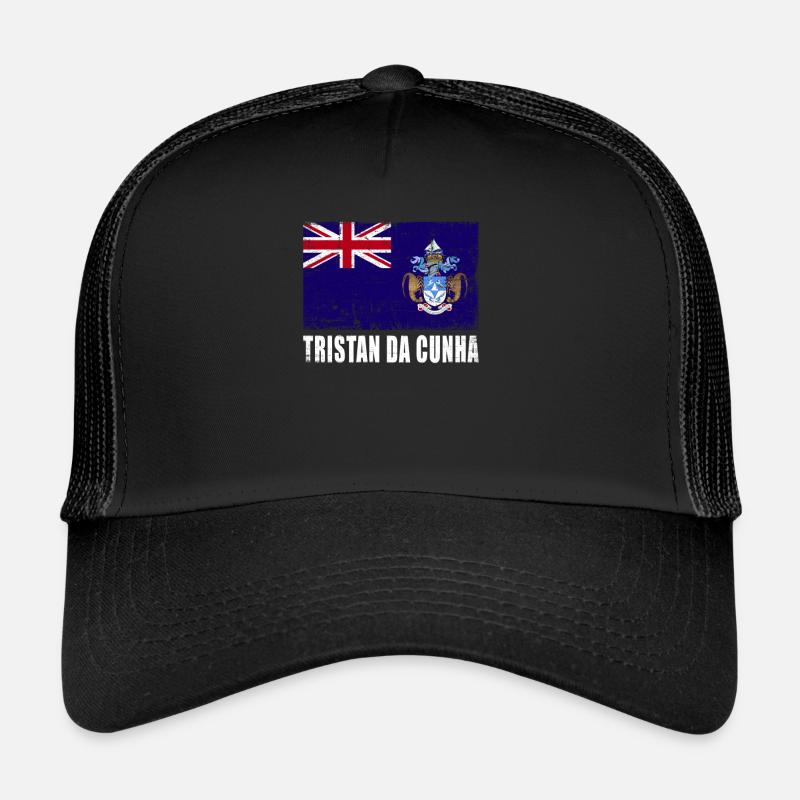 Tristan Da Cunha Flagge Grunge - Trucker Cap - Schwarz/Schwarz