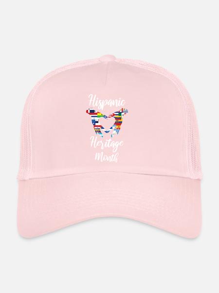 Drapeaux Hand Heart Mois du patrimoine hispanique - Casquette trucker  - rose pâle - Devant