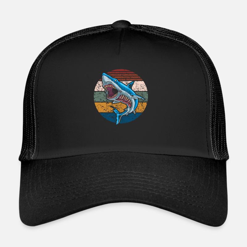 Shark Zombie Halloween Skeleton Skull Rib Cage Trucker Cap