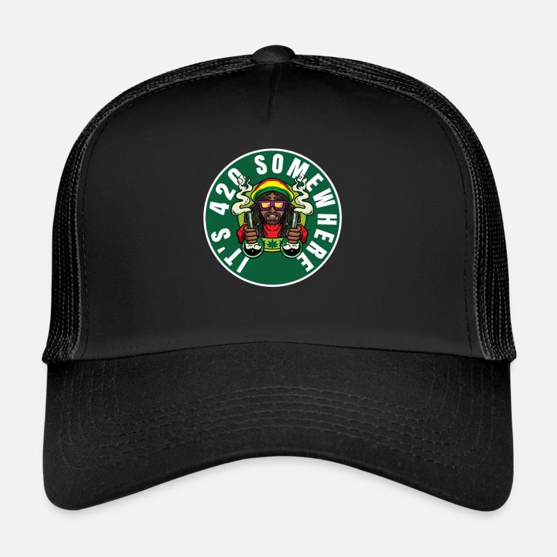 C’est 420 Somewhere Cannabis Weed Smoking THC Ganja Casquette trucker 