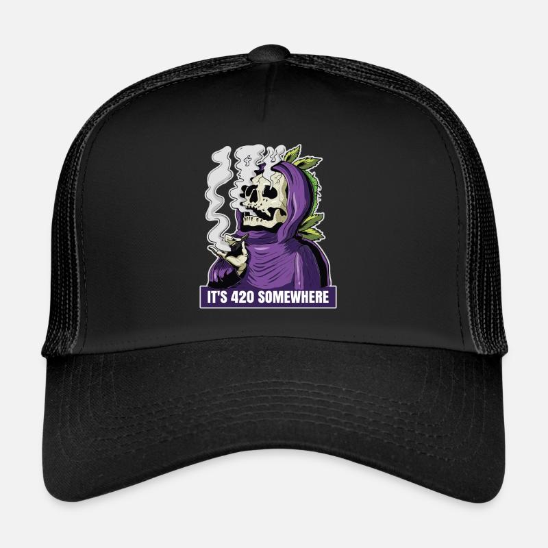 It's 420 Somewhere Cannabis Weed Smoking THC Ganja Trucker Cap