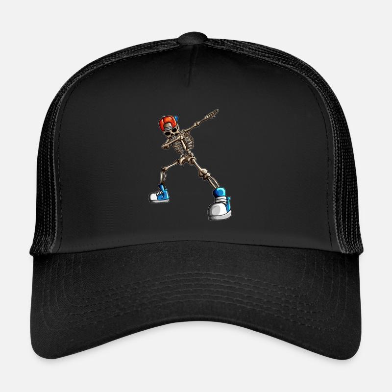 Skeleton with Cap Hat Baseball Hat Funny Halloween Trucker Cap