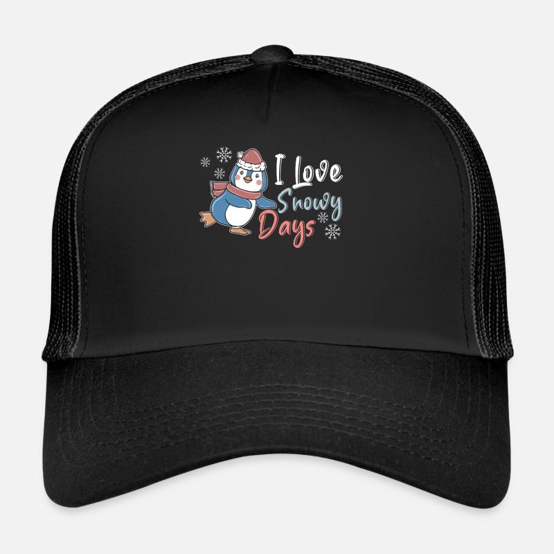 I Love Snow Days Ice Cold Snowy Winter Penguin Trucker Cap