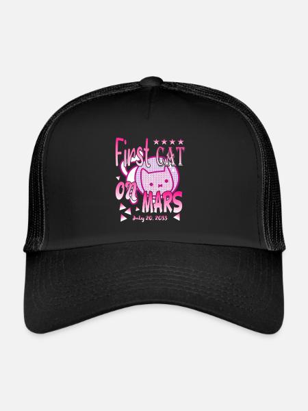 First Cat on Mars - Trucker Cap - black/black - Front