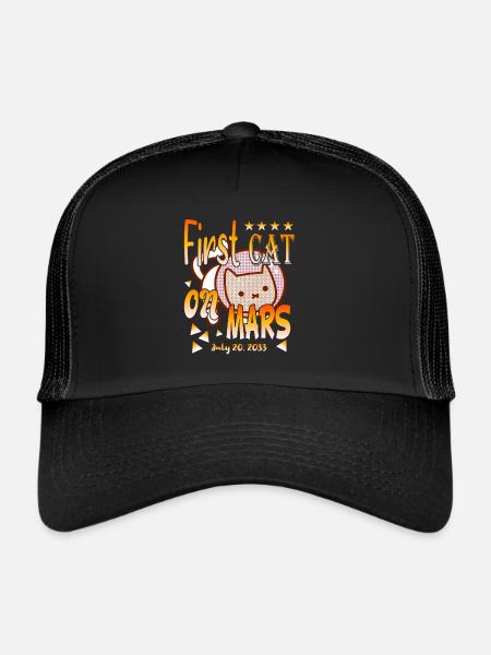 First Cat on Mars - Trucker Cap - black/black - Front