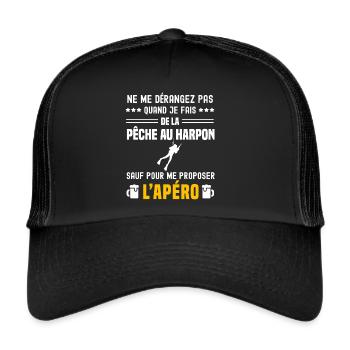 pêche harpon ne dérangez pas sauf apéro - Casquette trucker  - noir/noir - Devant