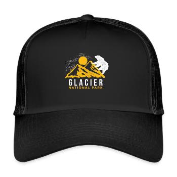 Glacier National Park Montana Wilderness Souvenir Bear - Trucker Cap - black/black - Front