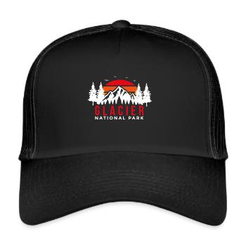 Glacier Montana Grizzly Bear Wilderness National Park - Trucker Cap - black/black - Front