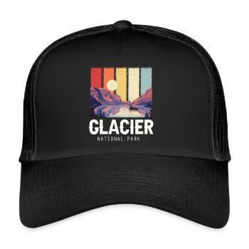 Glacier National Park Souvenir Montana Lake and Mountain - Trucker Cap - black/black - Front