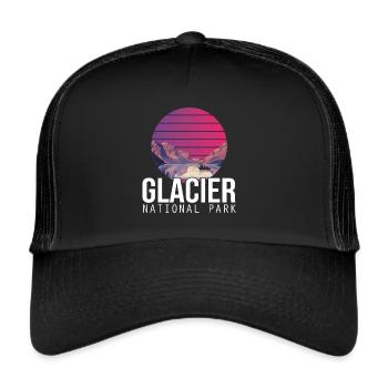 Montana National Park Glacier Souvenir Lake and Mountain - Trucker Cap - black/black - Front