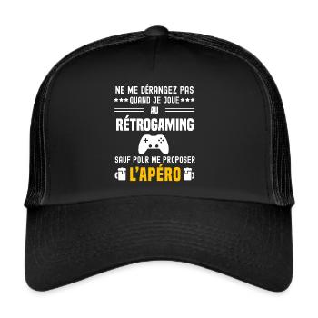 rétrogaming ne dérangez pas sauf apéro - Casquette trucker  - noir/noir - Devant