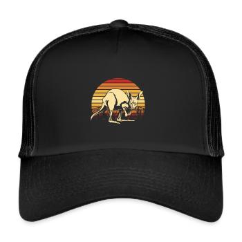 Kangaroo Retro Australia Down Under Outback - Trucker Cap - black/black - Front