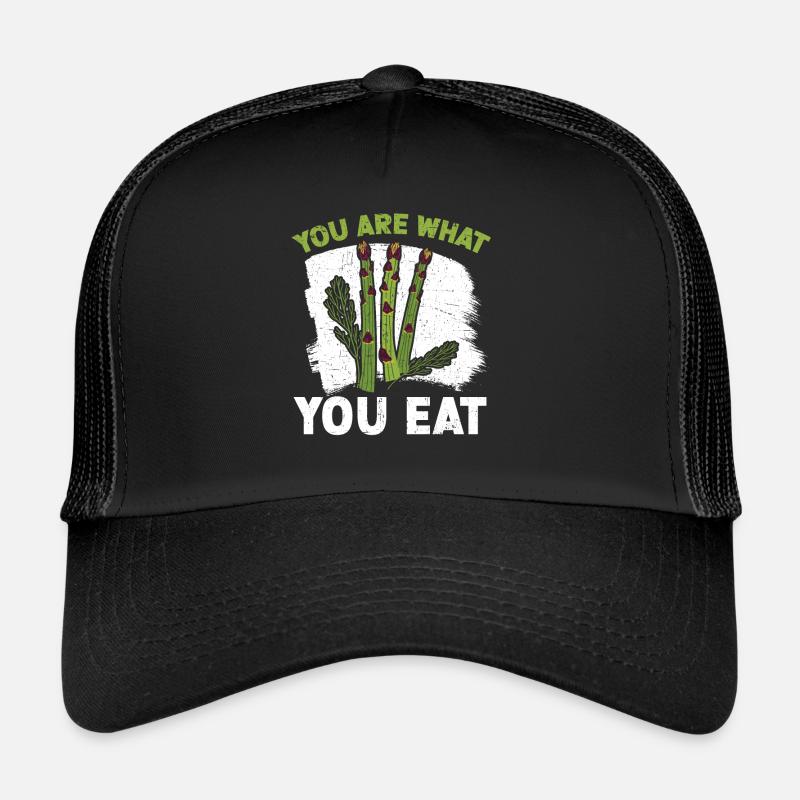 Du bist, was du isst Spargel Gemüse Vegan - Trucker Cap - Schwarz/Schwarz