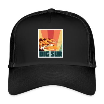 Big Sur Shore California Souvenir Ocean Nature Kiss - Trucker Cap - black/black - Front