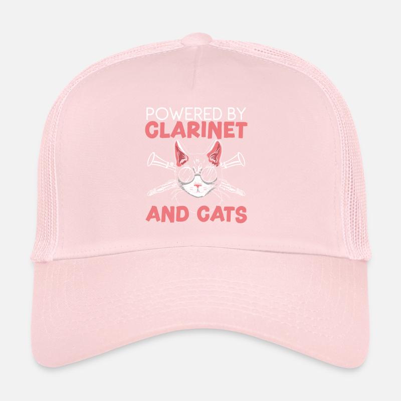 Powered By Clarinet And Cats Kitty Lover Musician Trucker Cap