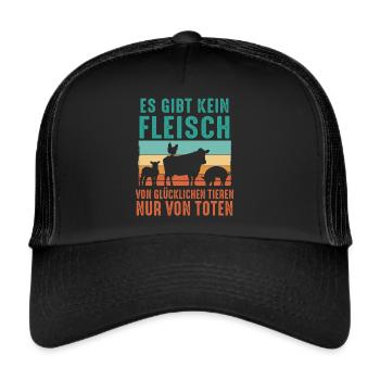 Vegetarier Veganer Tierschutz Tierrecht Veggie - Trucker Cap - Schwarz/Schwarz - Vorne