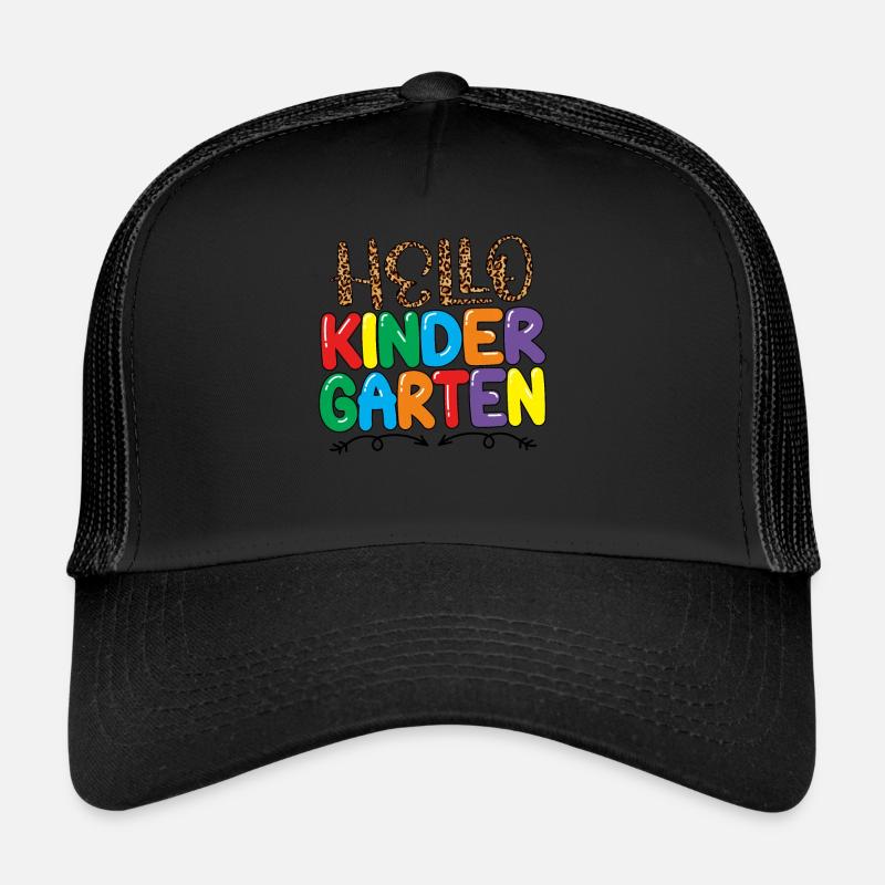 Hello Kindergarten Leopard Tie Dye Pencil Teacher Trucker Cap