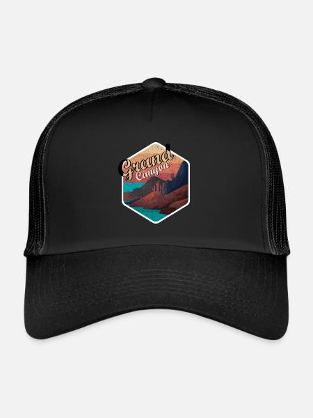 Grand Canyon Wanderung Nationalpark Camping Colora - Trucker Cap - Schwarz/Schwarz - Vorne