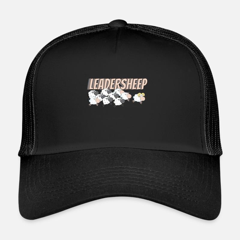 Leadersheep Schaf Wolle Schäfchen - Trucker Cap - Schwarz/Schwarz