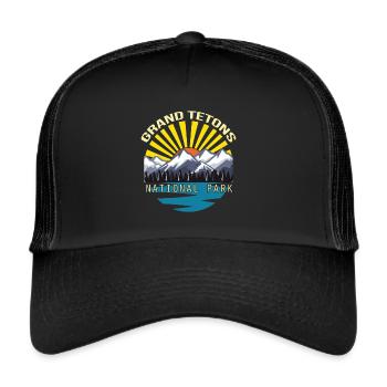 Parc national des montagnes Grand Teton Souvenir Wyoming - Casquette trucker  - noir/noir - Devant