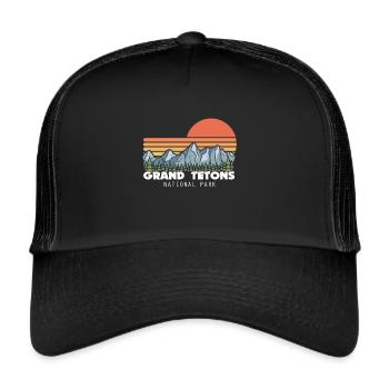 Parc national de Grand Teton Chaîne de montagnes souvenirs du Wyoming - Casquette trucker  - noir/noir - Devant