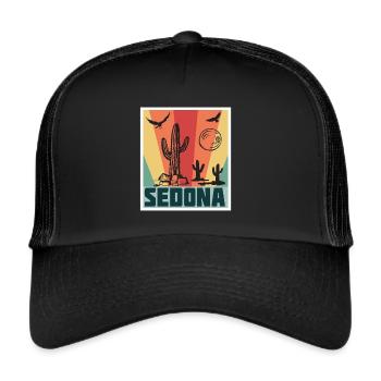 Sedona National Park Arizona Cactus Camping Hiking - Trucker Cap - black/black - Front