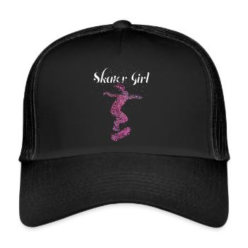 Skater Girl Skateboarder Skater Halfpipe - Trucker Cap - black/black - Front