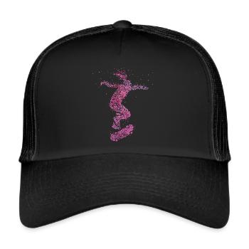 Skateboard Skating Skater Skateboarding Halfpipe - Trucker Cap - black/black - Front