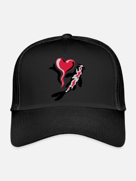 J’adore le poisson Koi - Casquette trucker  - noir/noir - Devant