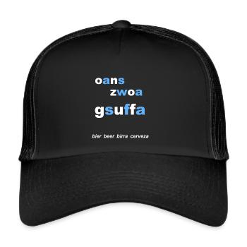 bayerischer Trinkspruch, Bierzelt - Trucker Cap - Schwarz/Schwarz - Vorne