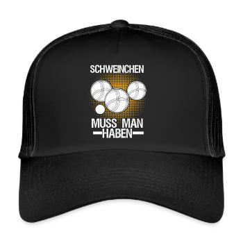 Boule Witz Boulekugeln Boccia Petanque - Trucker Cap - Schwarz/Schwarz - Vorne