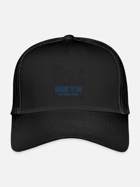 Parc national de Grand Teton Rétro minimaliste - Casquette trucker  - noir/noir - Devant