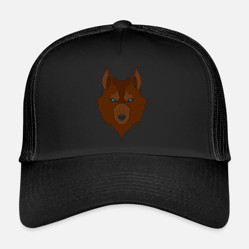 Wolf's head wild animal motif print with wolf Trucker Cap