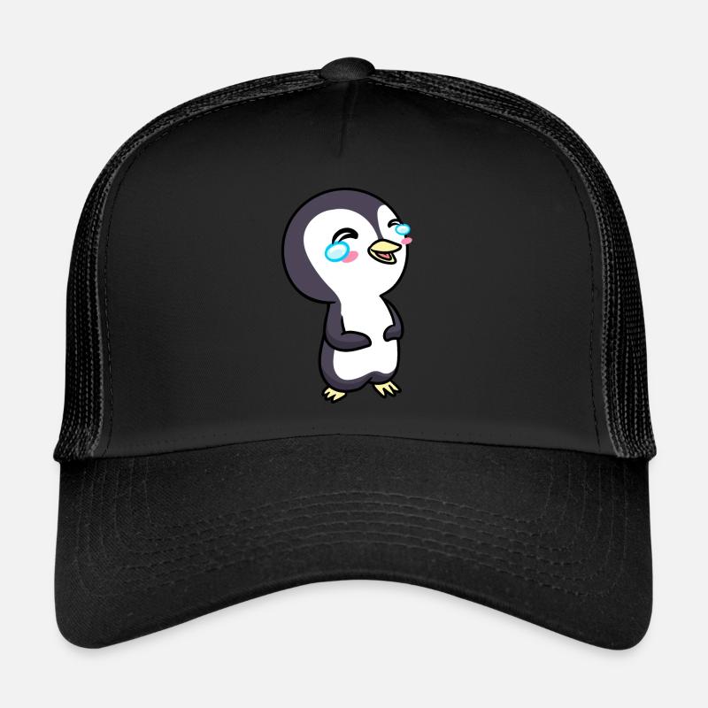 Pinguin Chibi Kawaii Lachendes Emoticon Trucker Cap