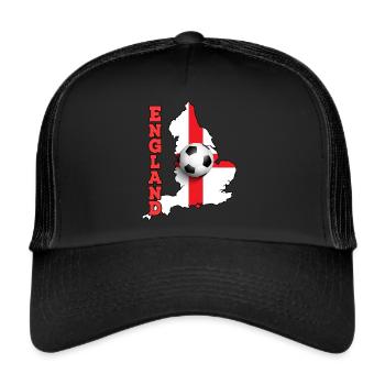England Flag Map Football For UK Soccer Fans Gift - Trucker Cap - black/black - Front