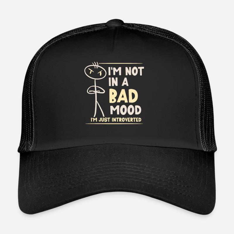 Bin Nicht Schlecht Gelaunt Bin Nur Introvertiert - Trucker Cap - Schwarz/Schwarz