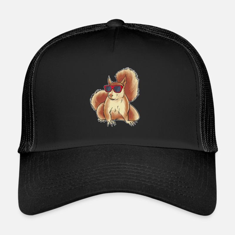 Eichhörnchen mit Sonnenbrille Cooles Eichhörnchen - Trucker Cap - Schwarz/Schwarz
