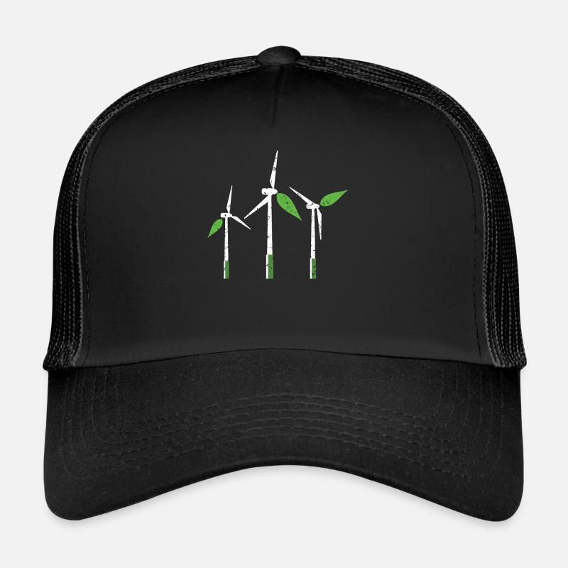 Wind Erneuerbare Energien Windtech Windmühle Enthusiast - Trucker Cap - Schwarz/Schwarz