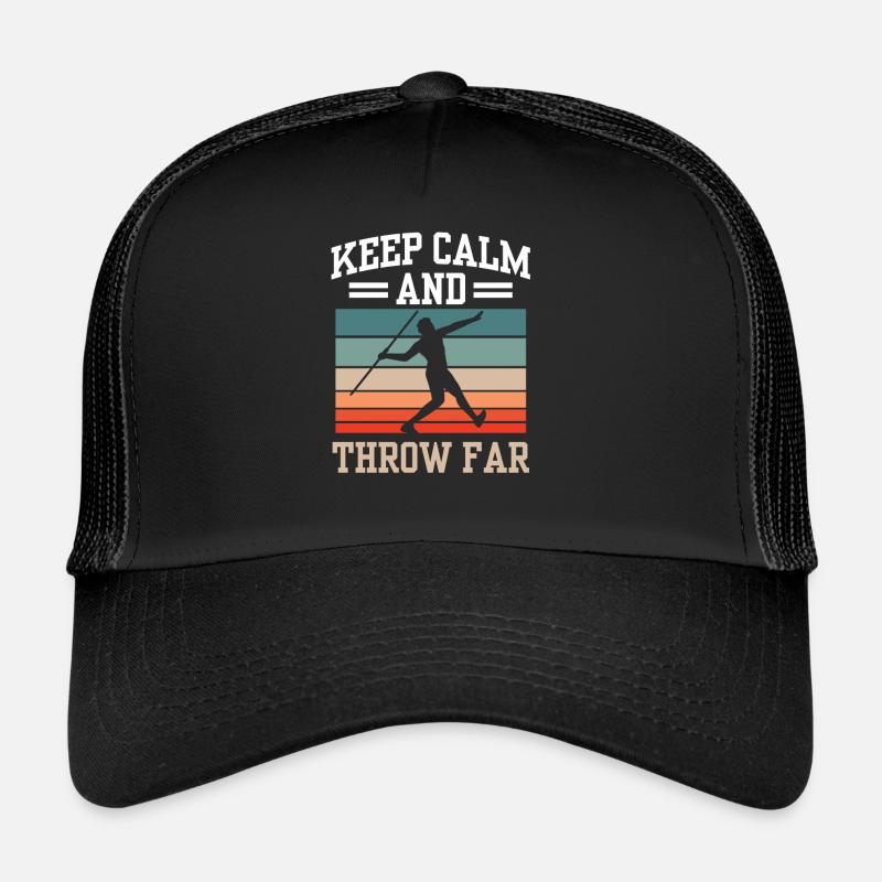 Ruhe Bewahren Und Weit Werfen Speer Speerwerfen - Trucker Cap - Schwarz/Schwarz