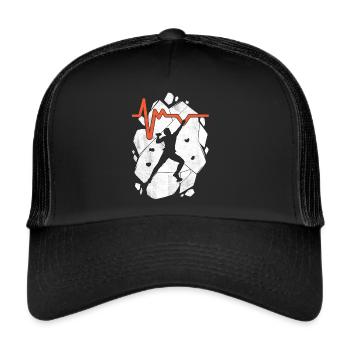 Klettern Bouldern Boulder Bergsteiger Kletterer - Trucker Cap - Schwarz/Schwarz - Vorne