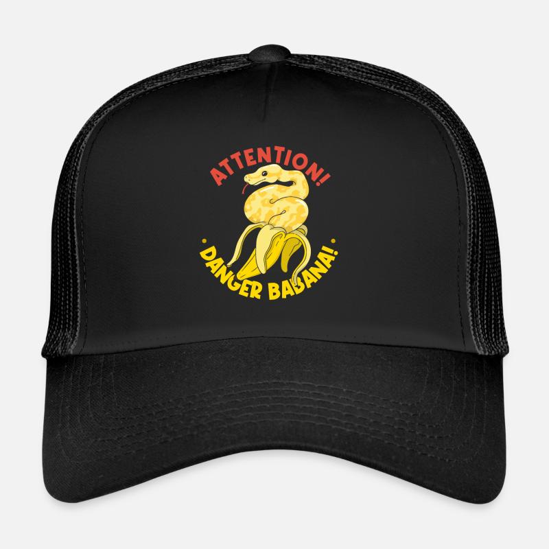 Banana Ball Python Attention Banane dangereuse Casquette trucker 