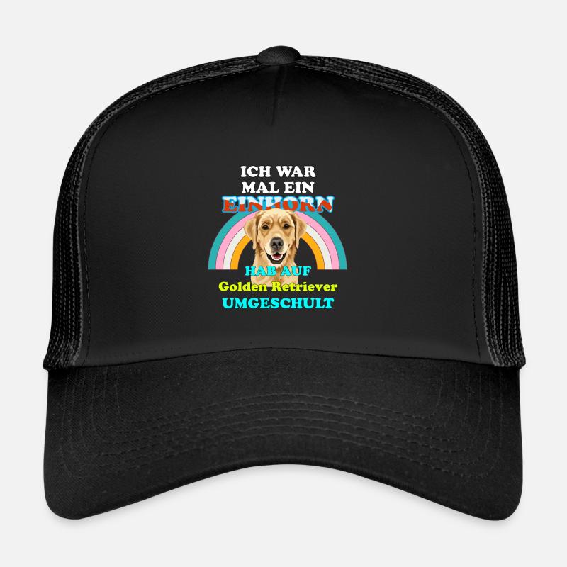 Hund Golden Retriever war Einhorn - Trucker Cap - Schwarz/Schwarz