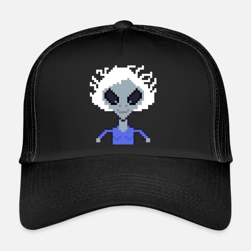 Pixel Alien "Smiling Girl" - Trucker Cap - Schwarz/Schwarz