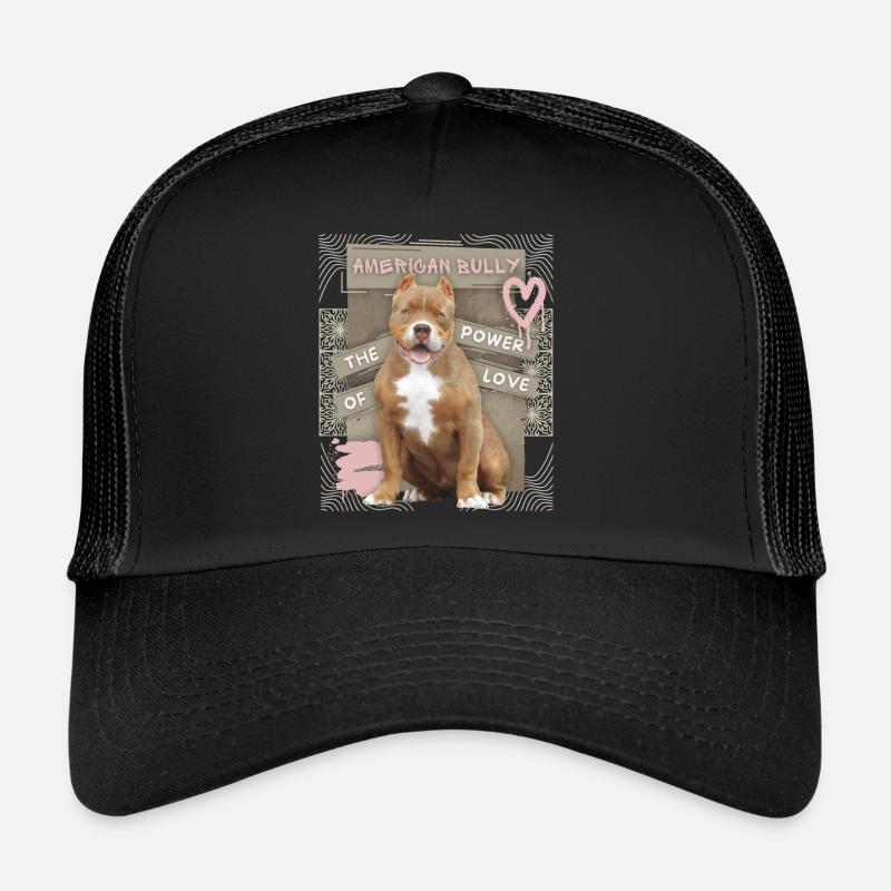 American-Bully, Bullterrier, Hund, Spruch - Trucker Cap - Schwarz/Schwarz