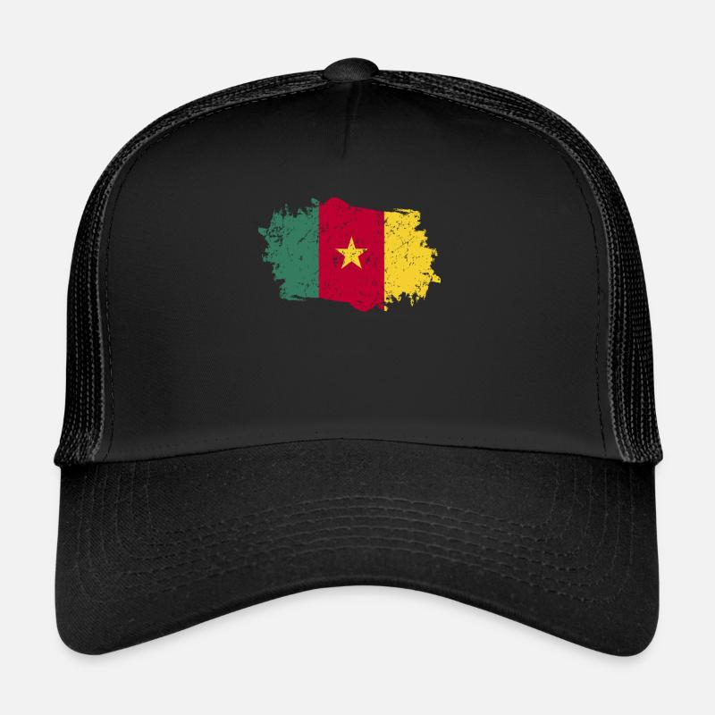 Cameroun Drapeau Grunge Cameroun Drapeau - Casquette trucker  - noir/noir