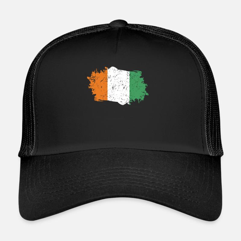 Drapeau de la Côte d’Ivoire - Casquette trucker  - noir/noir