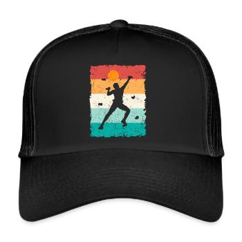 Boulder Klettern Bouldern Kletterer Bergsteiger - Trucker Cap - Schwarz/Schwarz - Vorne