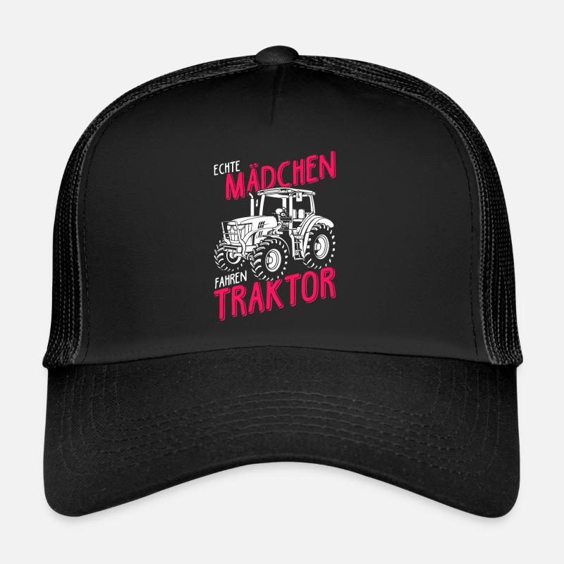 Echte Mädchen Fahren Traktor schönes Trecker Landw - Trucker Cap - Schwarz/Schwarz