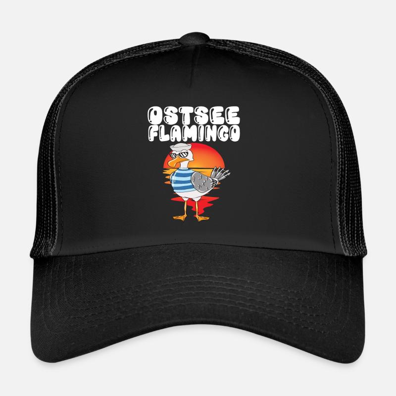 Norddeutsche Sprüche Möwe Ostsee Flaming Möwe - Trucker Cap - Schwarz/Schwarz